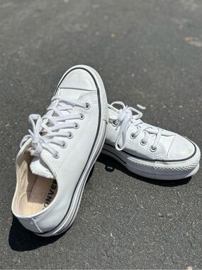 Leather Converse Low Top Platform Sneakers